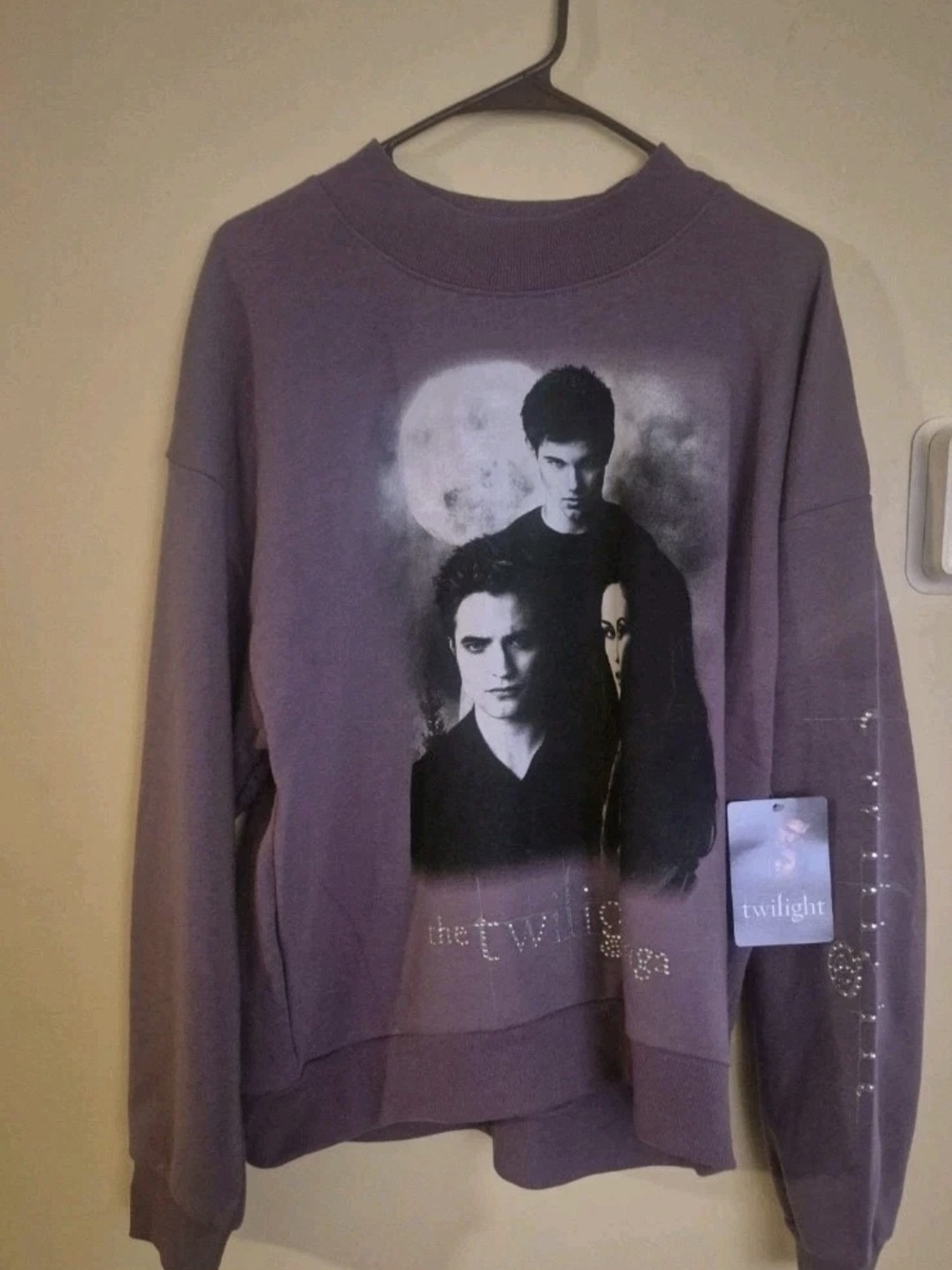 The Twilight Saga Purple Bling Graphic Sweatshirt Small "VIRAL" Y2K